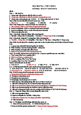 Đề và đáp án kiểm tra một tiết học kì I Địa lí lớp 12 - Năm học 2016-2017